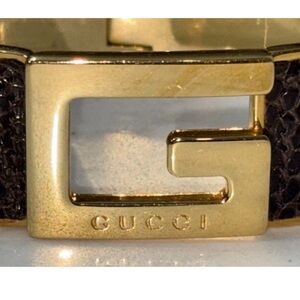 Gucci G Gold and Deep Brown Bangle Bracelet